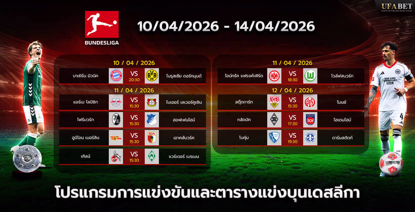 โปรแกรมการแข่งขันและตารางแข่งบุนเดสลีกา