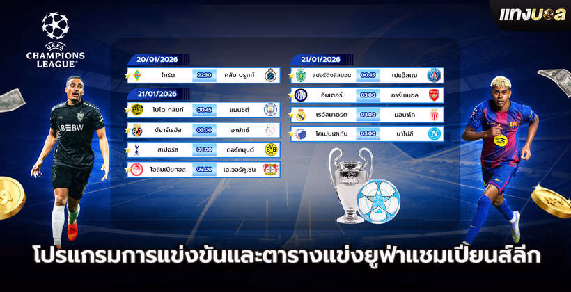 โปรแกรมการแข่งขันและตารางแข่งยูฟ่าแชมเปียนส์ลีก